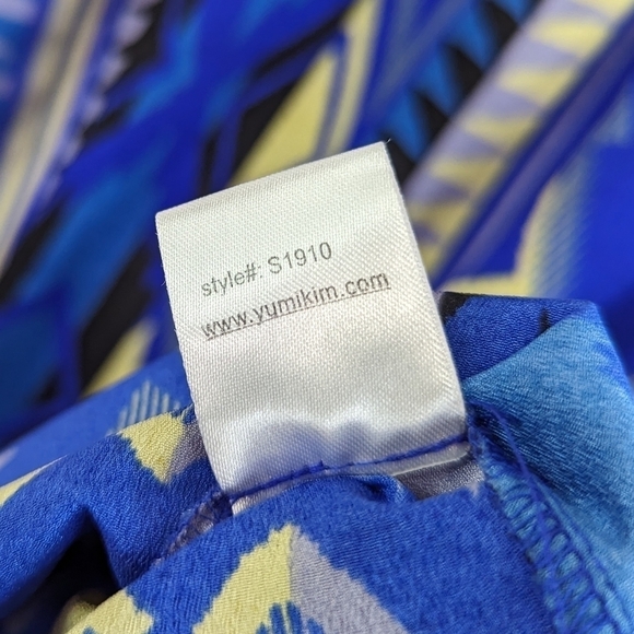 Yumi Kim Dress Womens Large Aztec Southwestern Blue Mini Sun Summer Spaghetti - Picture 9 of 11